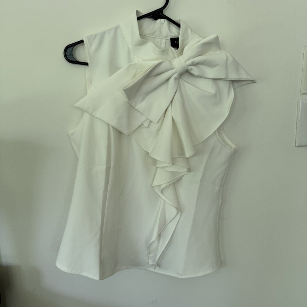 NWT GRACIA + WHITE + SLEEVLESS + BOW - Picture 10 of 10